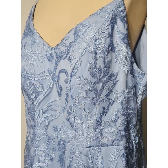 Speechless Womens Plus Size Metallic Embroidered Evening Dress Gown Blue - Picture 6 of 9